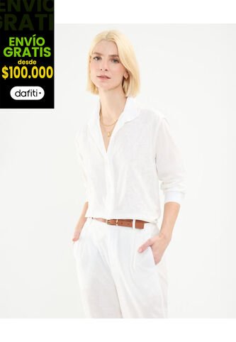 Camisa Para Mujer Manga Larga Color Crema Marca Patprimo #30010674 Patprimo