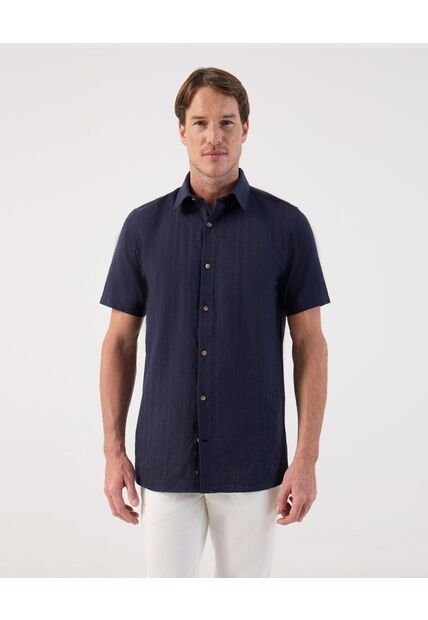 Camisa  Para Hombre Manga Corta Sin Bolsillo Cuello Casual M Color Azul Marca Patprimo #44013177