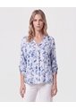 Blusa Cuello V Manga 3/4   Para Mujer Azul Patprimo de Patprimo