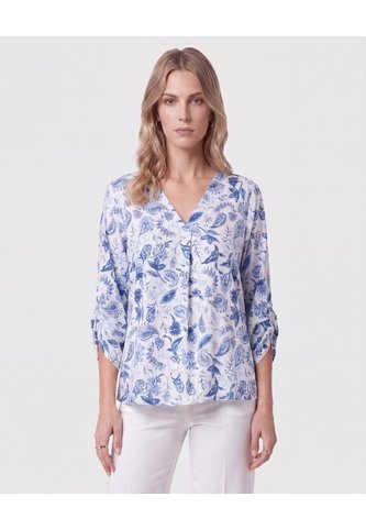 Blusa Cuello V Manga 3/4   Para Mujer Azul Patprimo Patprimo