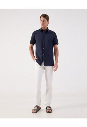 Camisa  Para Hombre Manga Corta Sin Bolsillo Cuello Casual M Color Azul Marca Patprimo #44013177