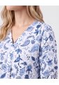 Blusa Cuello V Manga 3/4   Para Mujer Azul Patprimo de Patprimo