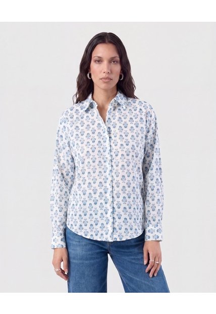 Camisa De Cuello Clásico   Para Mujer Azul Patprimo