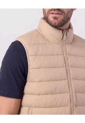 Chaleco Acolchado Cuello Alto Para Hombre Café Patprimo