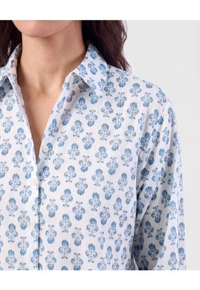 Camisa De Cuello Clásico Para Mujer Azul Patprimo