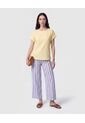 Blusa Manga Doblez Cuello Redondo   Para Mujer Amarillo Patprimo de Patprimo