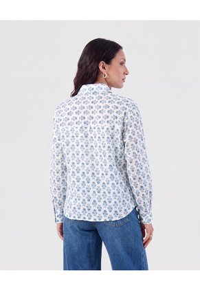 Camisa De Cuello Clásico Para Mujer Azul Patprimo