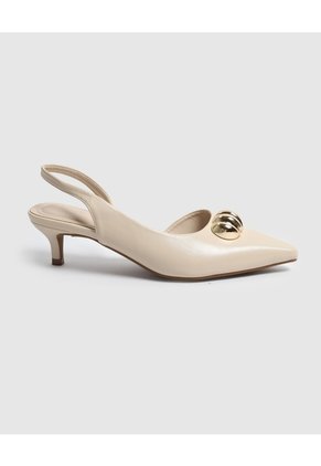 Tacones Destalonados Con Aplique Para Mujer Beige Patprimo