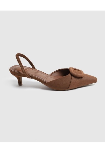 Tacones Destalonados Con Hebilla   Para Mujer Café Patprimo