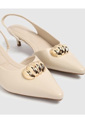 Tacones Destalonados Con Aplique Para Mujer Beige Patprimo