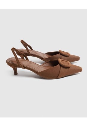 Tacones Destalonados Con Hebilla Para Mujer Café Patprimo