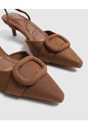 Tacones Destalonados Con Hebilla Para Mujer Café Patprimo