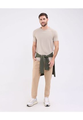 Camiseta Con Textura   Para Hombre Beige Patprimo