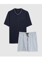 Pijama Corta Con Botones   Para Hombre Azul Patprimo de Patprimo