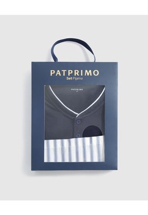 Pijama Corta Con Botones Para Hombre Azul Patprimo