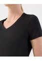 Camiseta Básica De Cuello En V  Para Mujer Negro Patprimo de Patprimo