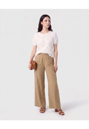 Blusa Con Ojalillos Manga Globo Para Mujer Blanco Patprimo