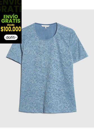 Camiseta Para Mujer Manga Corta Cuello Redondo Color Azul Claro Marca Patprimo #30093677 Patprimo