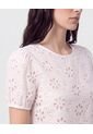 Blusa Con Ojalillos Manga Globo   Para Mujer Blanco Patprimo de Patprimo