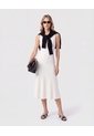 Vestido Midi Tejido Cuello V   Para Mujer Blanco Patprimo de Patprimo