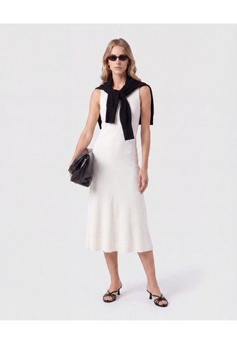 Vestido Midi Tejido Cuello V   Para Mujer Blanco Patprimo Patprimo