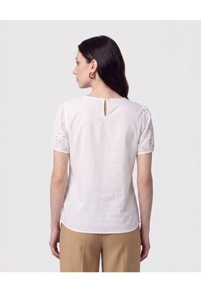Blusa Con Ojalillos Manga Globo Para Mujer Blanco Patprimo