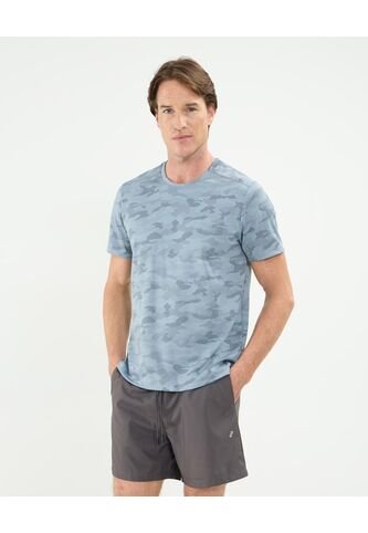 Camiseta Manga Corta Unicolor Texturizada  Para Hombre Azul Patprimo Patprimo