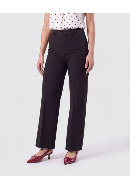 Pantalón De Bota Recta   Para Mujer Negro Patprimo