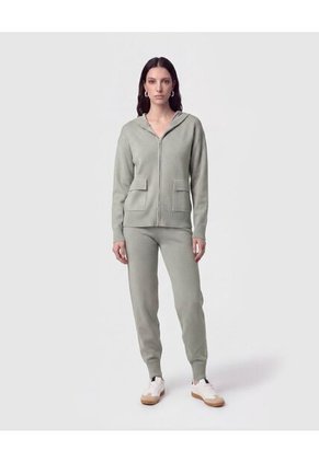 Buzo Abierto Con Capucha Y Bolsillos Para Mujer Verde Patprimo