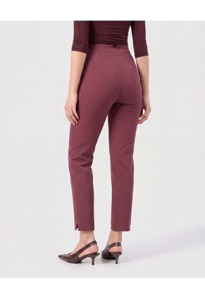 Pantalón Slim De Tiro Alto Con Aberturas Para Mujer Vino Patprimo