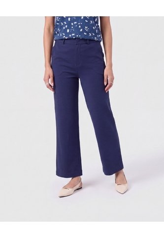 Pantalón Recto De Tiro Alto   Para Mujer Azul Patprimo Patprimo