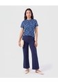 Pantalón Recto De Tiro Alto   Para Mujer Azul Patprimo de Patprimo