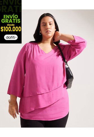 Blusa Para Mujer Manga Corta Color Rosado Marca Patprimo #14121308 Patprimo