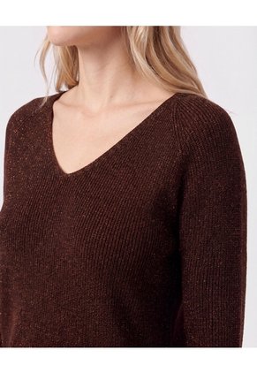 Saco Escote En V Tejido Para Mujer Café Patprimo