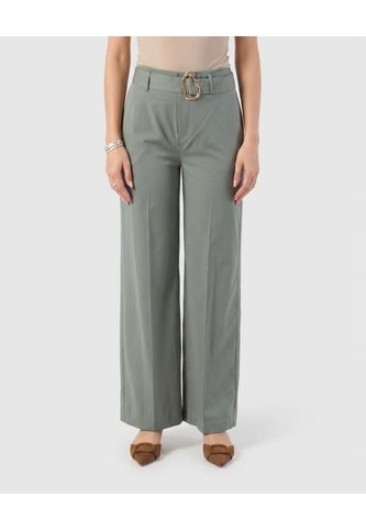 Pantalón Wide Leg Con Cinturón   Para Mujer Verde Patprimo Patprimo
