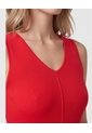 Vestido Midi Tejido Cuello V   Para Mujer Rojo Patprimo de Patprimo
