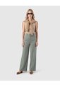 Pantalón Wide Leg Con Cinturón   Para Mujer Verde Patprimo de Patprimo
