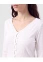 Camiseta Manga Larga Con Botones   Para Mujer Blanco Patprimo de Patprimo