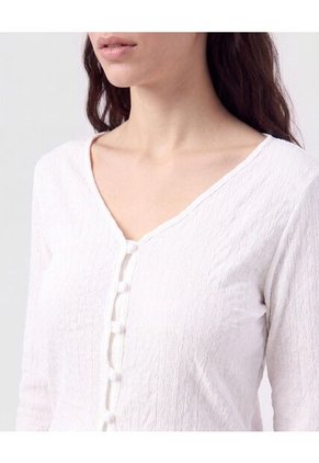 Camiseta Manga Larga Con Botones   Para Mujer Blanco Patprimo