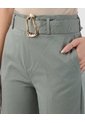 Pantalón Wide Leg Con Cinturón   Para Mujer Verde Patprimo de Patprimo