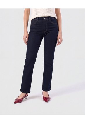 Jean Bota Recta Tiro Alto Para Mujer Azul Patprimo