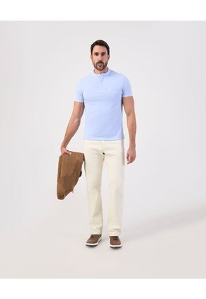 Polo Slim Fit Cuello Mao Y Bolsillo Para Hombre Azul Patprimo