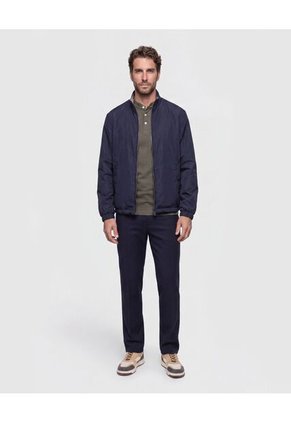 Chaqueta Doble Faz Con Cuello Alto Para Hombre Azul Patprimo
