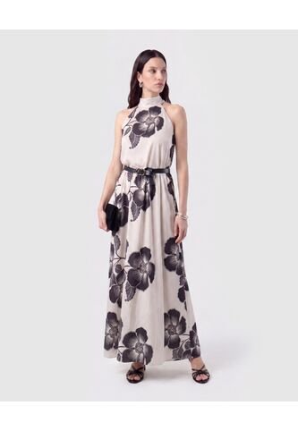 Vestido Cuello Halter Largo   Para Mujer Blanco Patprimo Patprimo