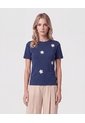 Camiseta Con Apliques Tejidos   Para Mujer Azul Patprimo de Patprimo