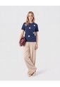 Camiseta Con Apliques Tejidos   Para Mujer Azul Patprimo de Patprimo