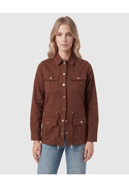 Chaqueta Con Ajuste De Cintura   Para Mujer Café Patprimo