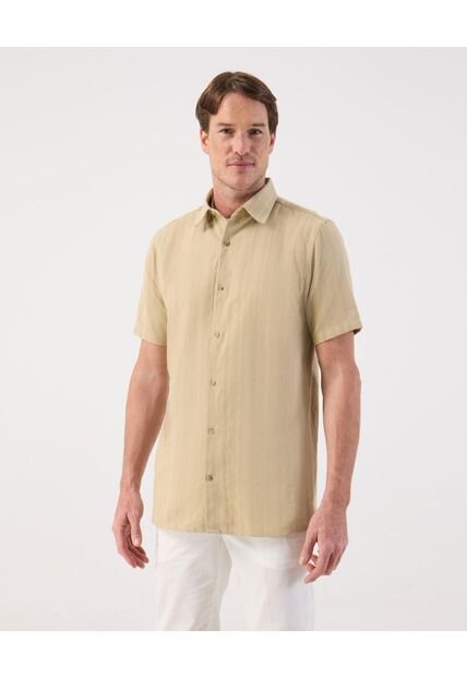 Camisa  Para Hombre Manga Corta Sin Bolsillo Cuello Casual M Color Beige Marca Patprimo #44013177