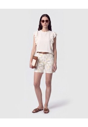 Bermuda Estampada Con Cinturón Para Mujer Blanco Patprimo