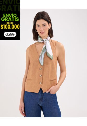Chaleco Para Mujer  Color Café Claro Marca Patprimo #30250033 Patprimo
